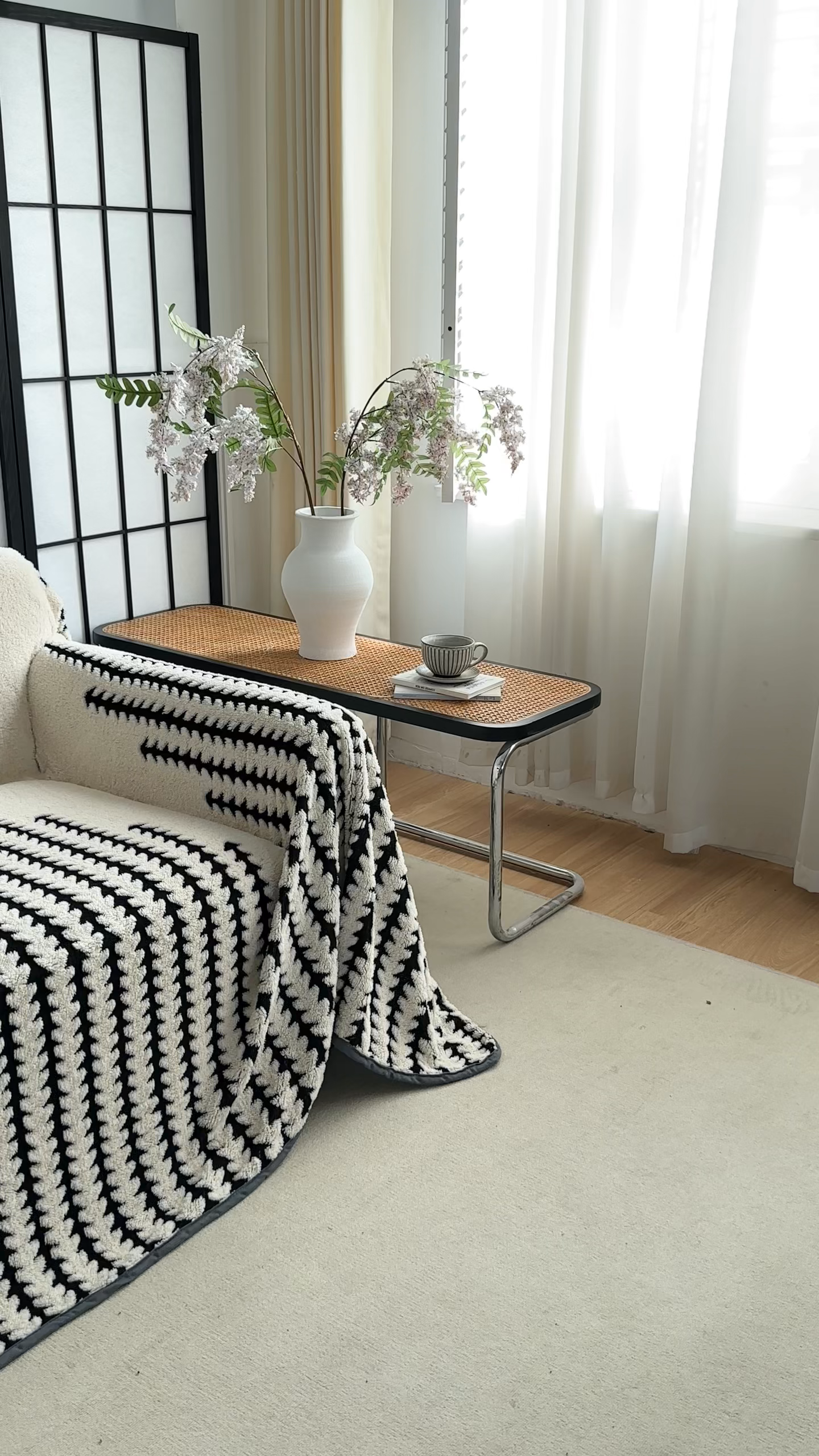 91家纺网 家纺一手货源 找家纺 温宁家纺 2025新款步步高沙发巾 沙发巾-步步高米白