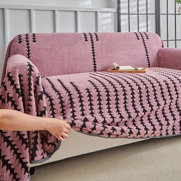 91家纺网 家纺一手货源 找家纺 温宁家纺 2025新款步步高沙发巾 沙发巾-步步高香芋紫