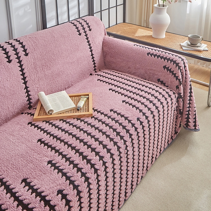 91家纺网 家纺一手货源 找家纺 温宁家纺 2025新款步步高沙发巾 沙发巾-步步高香芋紫