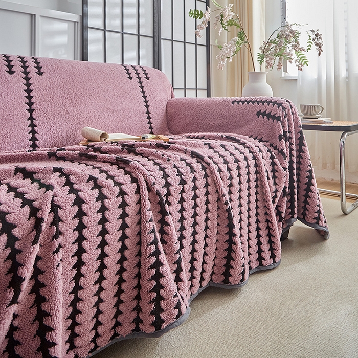 91家纺网 家纺一手货源 找家纺 温宁家纺 2025新款步步高沙发巾 沙发巾-步步高香芋紫