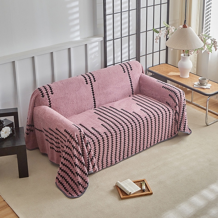 91家纺网 家纺一手货源 找家纺 温宁家纺 2025新款步步高沙发巾 沙发巾-步步高香芋紫