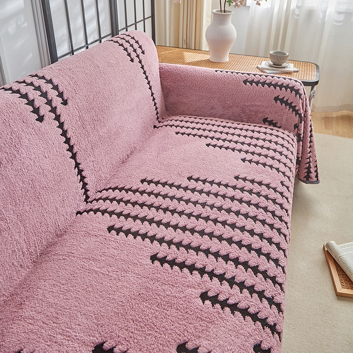 91家纺网 家纺一手货源 找家纺 温宁家纺 2025新款步步高沙发巾 沙发巾-步步高香芋紫