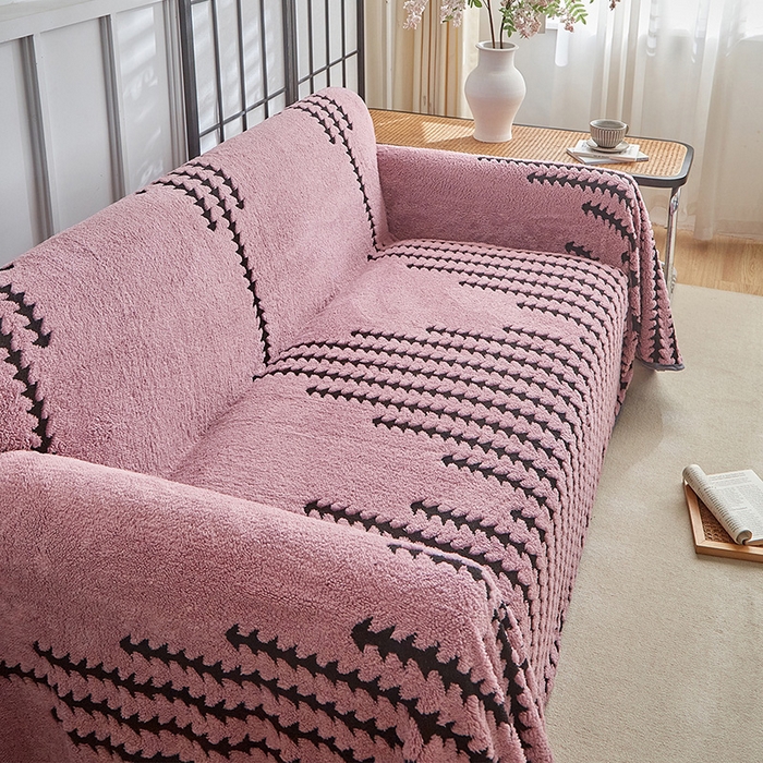 91家纺网 家纺一手货源 找家纺 温宁家纺 2025新款步步高沙发巾 沙发巾-步步高香芋紫