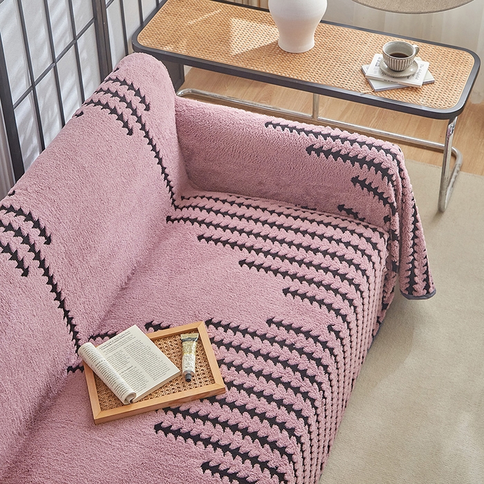 91家纺网 家纺一手货源 找家纺 温宁家纺 2025新款步步高沙发巾 沙发巾-步步高香芋紫