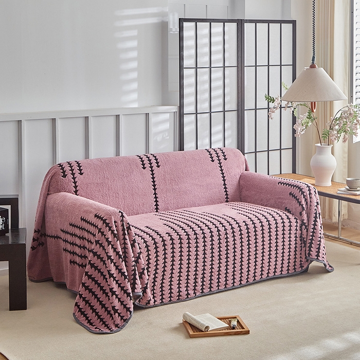 91家纺网 家纺一手货源 找家纺 温宁家纺 2025新款步步高沙发巾 沙发巾-步步高香芋紫