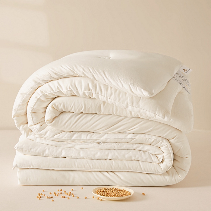 91家纺网 家纺一手货源 找家纺 铺尚美家纺 2025新款亲肤舒适A类全棉纯棉大豆被被子被芯 奶昔白