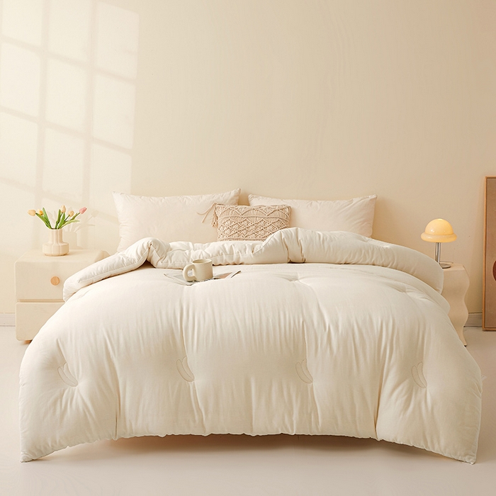 91家纺网 家纺一手货源 找家纺 铺尚美家纺 2025新款亲肤舒适A类全棉纯棉大豆被被子被芯 奶昔白