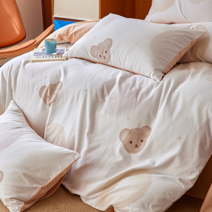 91家纺网 家纺一手货源 找家纺 千朵森 2025 新品 全棉磨毛卡通四件套（塞伦） 塞伦-云絮熊