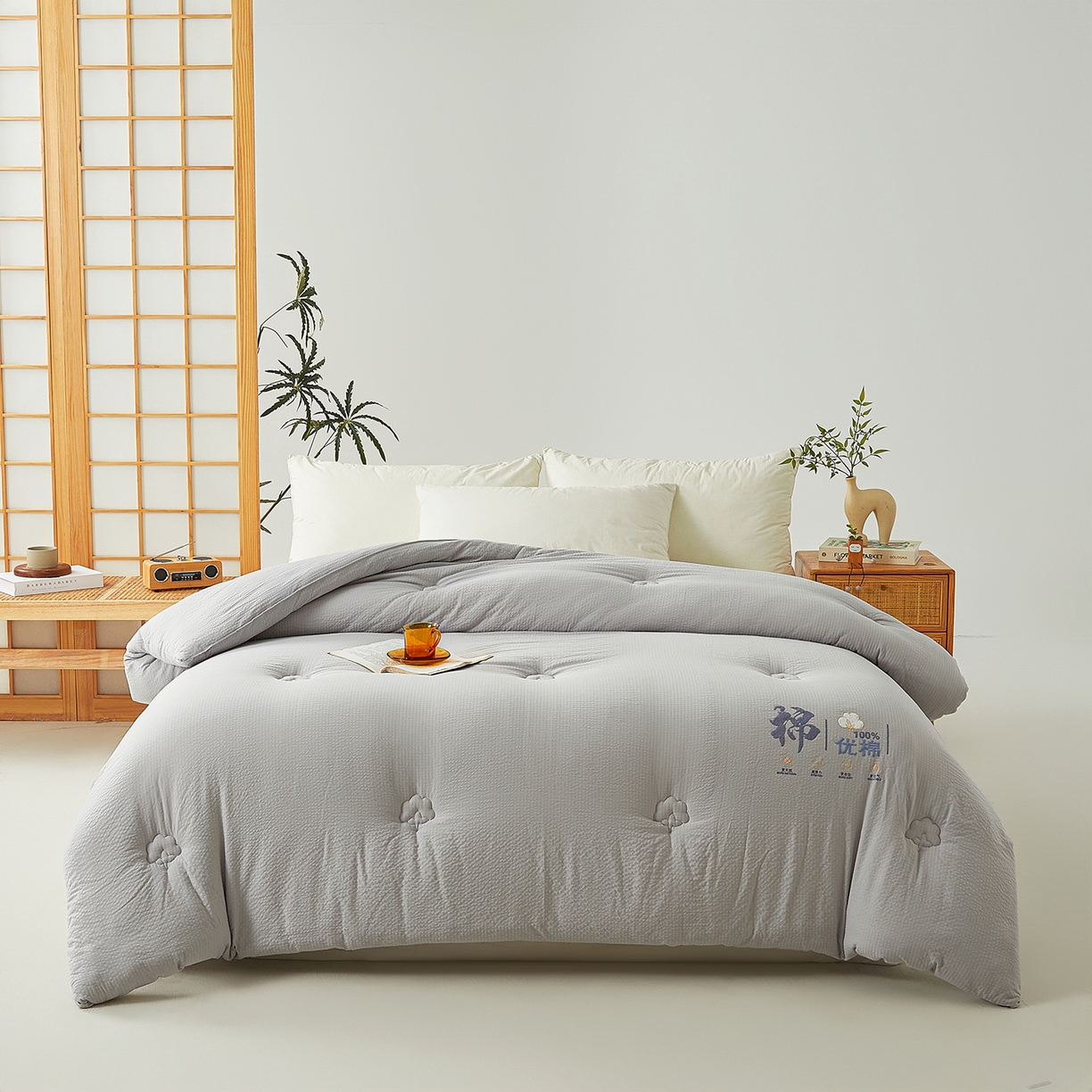 91家纺网 家纺一手货源 找家纺 金喜 2025新款优棉提花棉花被新疆棉花被 优棉灰