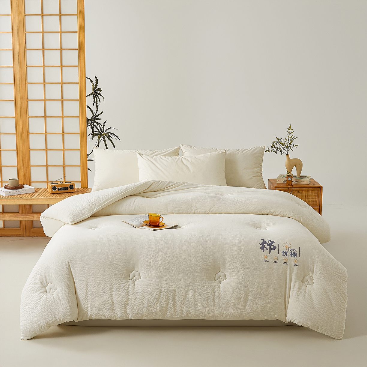 91家纺网 家纺一手货源 找家纺 金喜 2025新款优棉提花棉花被新疆棉花被 优棉白