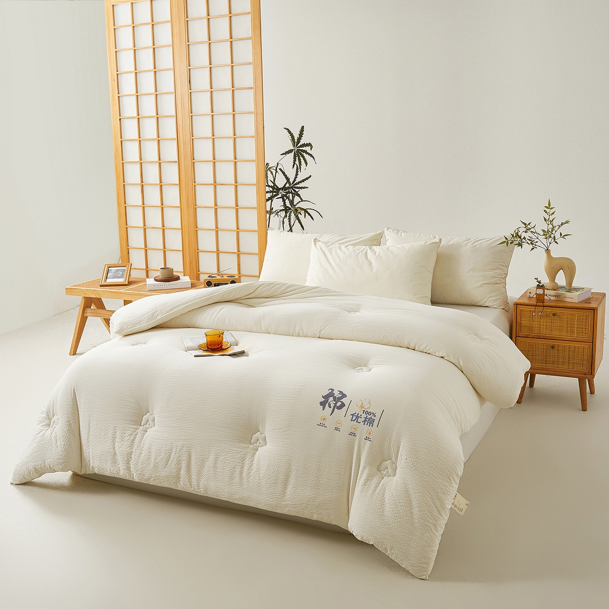 91家纺网 家纺一手货源 找家纺 金喜 2025新款优棉提花棉花被新疆棉花被 优棉白