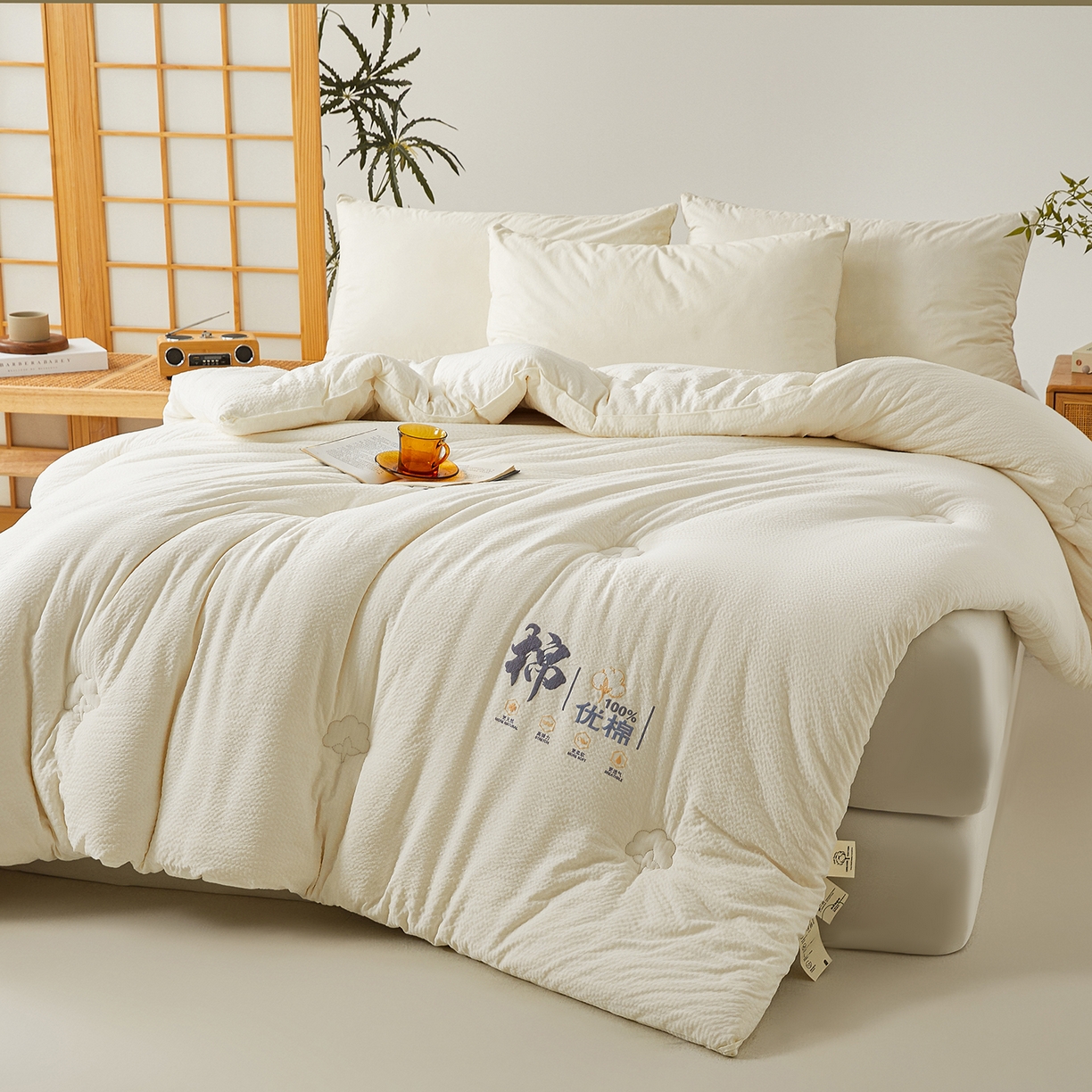 91家纺网 家纺一手货源 找家纺 金喜 2025新款优棉提花棉花被新疆棉花被 优棉白