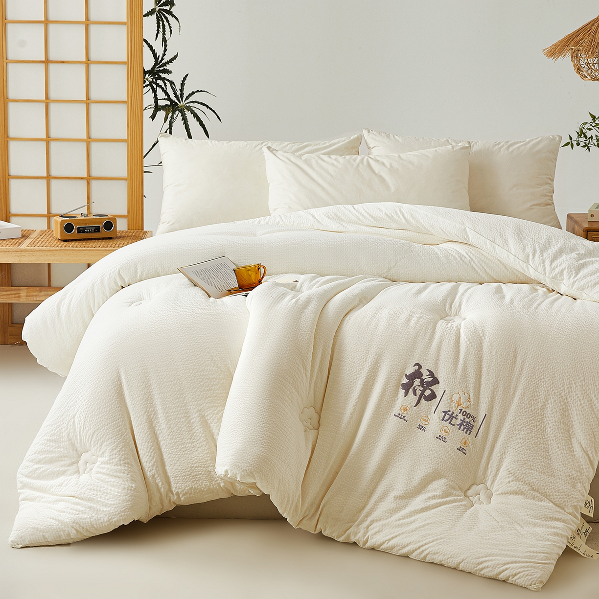 91家纺网 家纺一手货源 找家纺 金喜 2025新款优棉提花棉花被新疆棉花被 优棉白