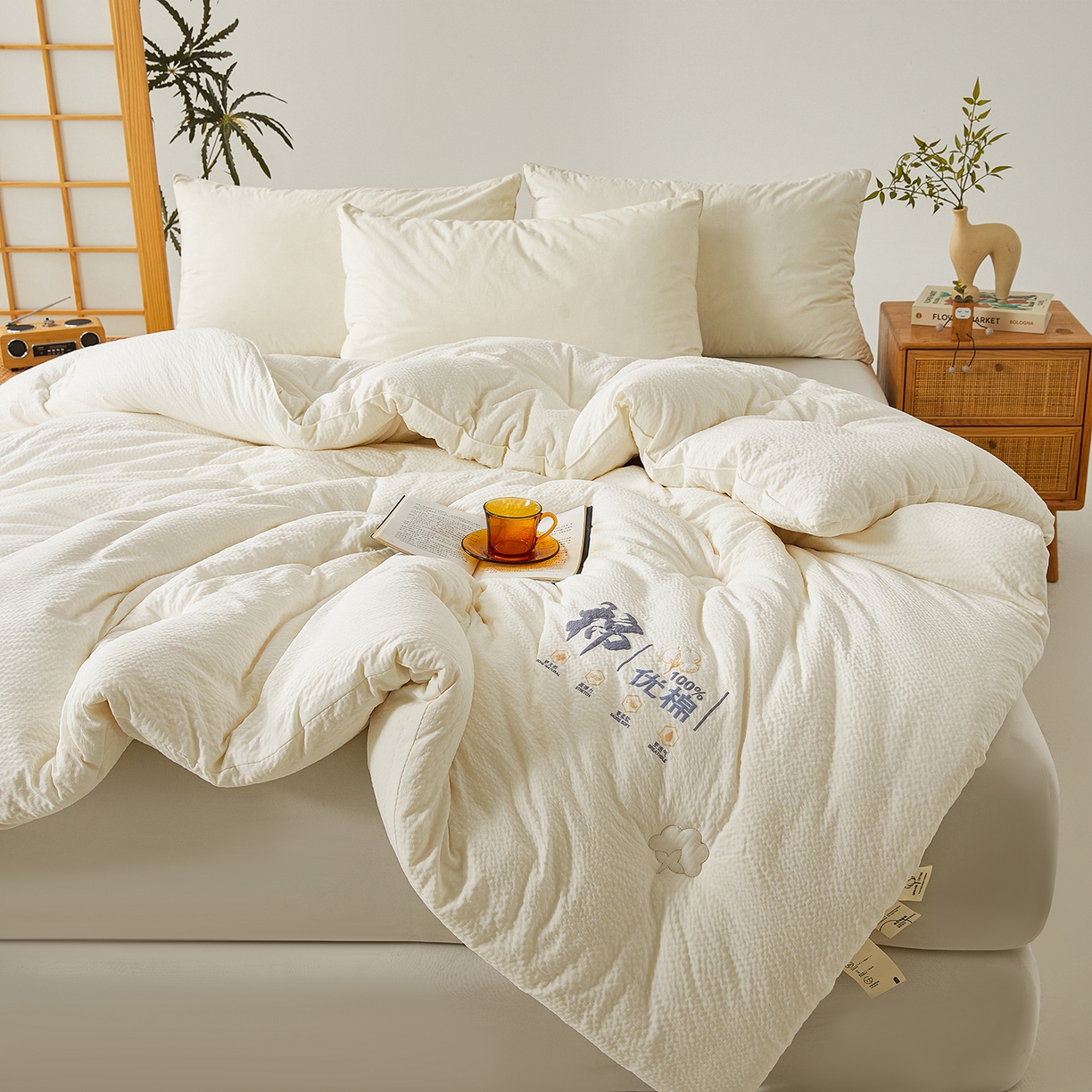 91家纺网 家纺一手货源 找家纺 金喜 2025新款优棉提花棉花被新疆棉花被 优棉白