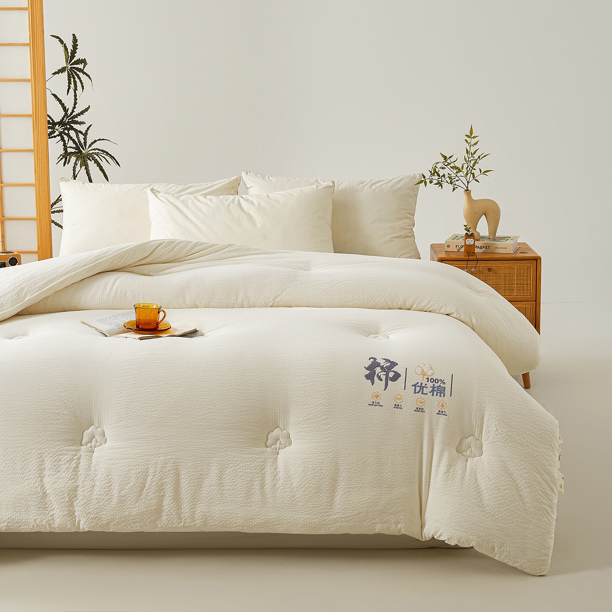 91家纺网 家纺一手货源 找家纺 金喜 2025新款优棉提花棉花被新疆棉花被 优棉白