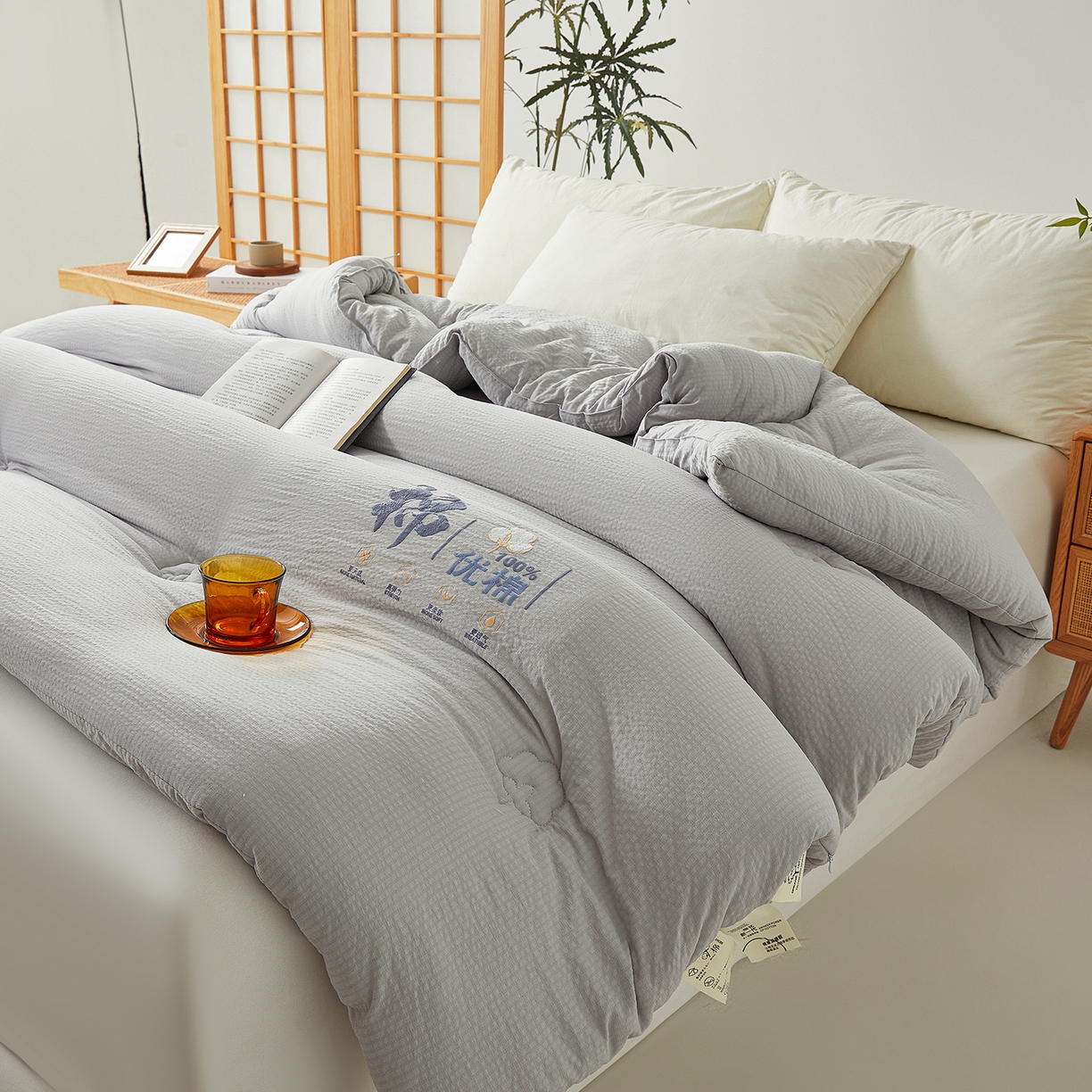 91家纺网 家纺一手货源 找家纺 金喜 2025新款优棉提花棉花被新疆棉花被 优棉灰