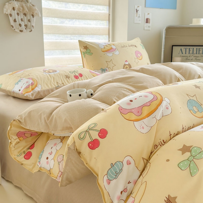 91家纺网 家纺一手货源 找家纺 可可家纺 2025新款印花卡通芦荟棉被套亲肤被罩单件小清新 下午茶小狗