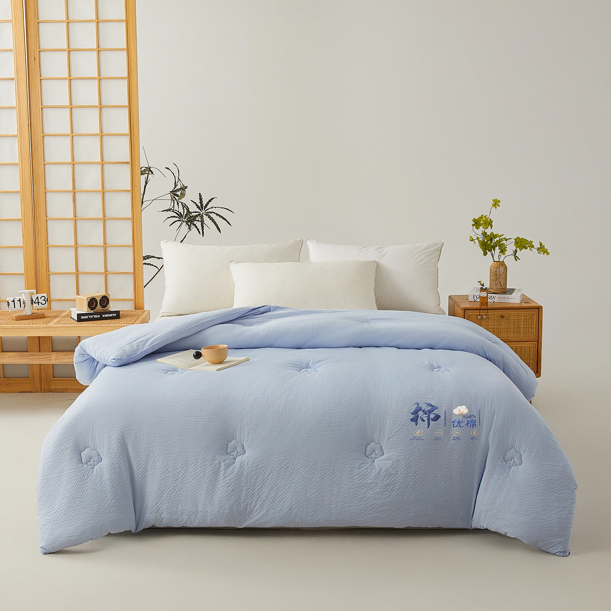 91家纺网 家纺一手货源 找家纺 金喜 2025新款优棉提花棉花被新疆棉花被 优棉蓝