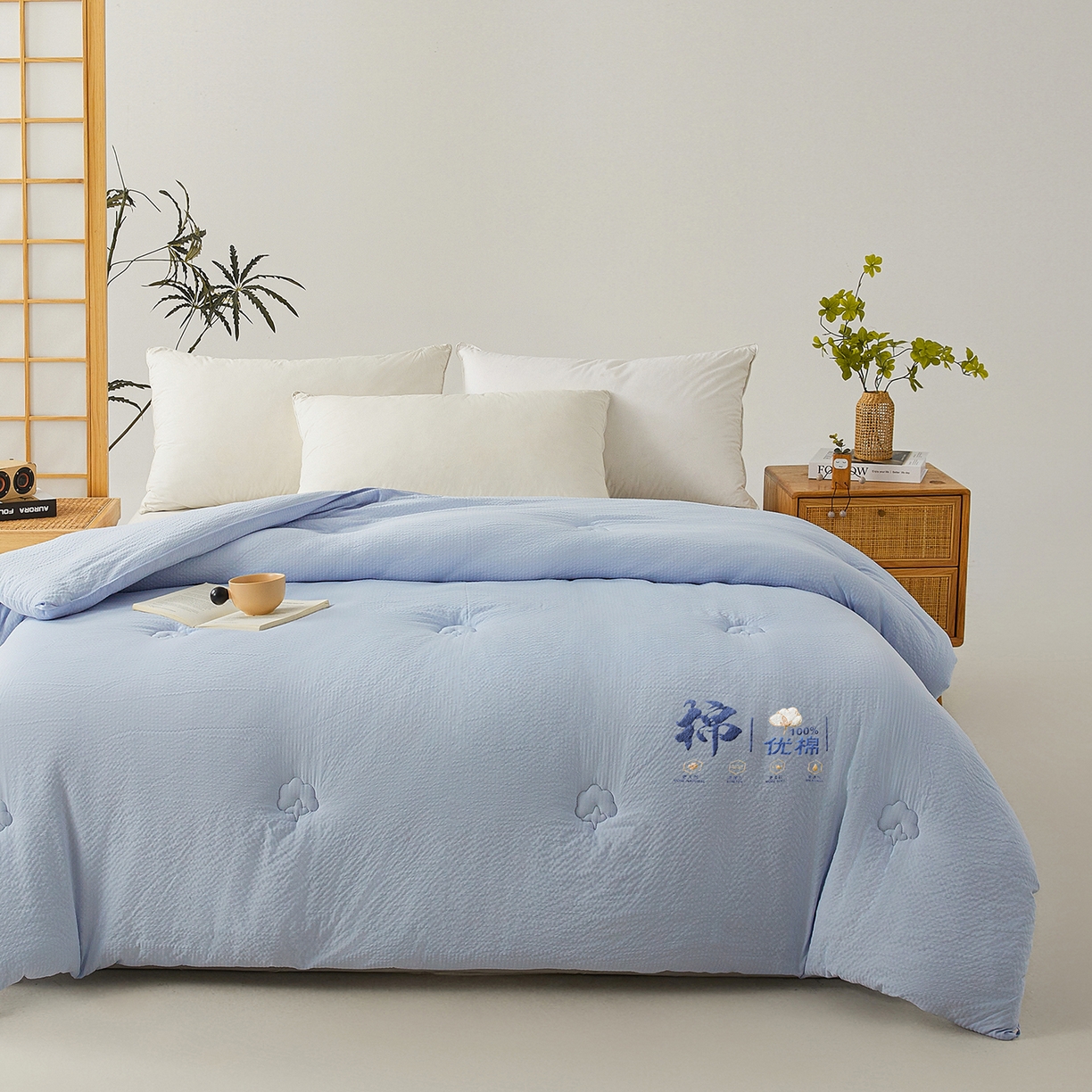 91家纺网 家纺一手货源 找家纺 金喜 2025新款优棉提花棉花被新疆棉花被 优棉蓝