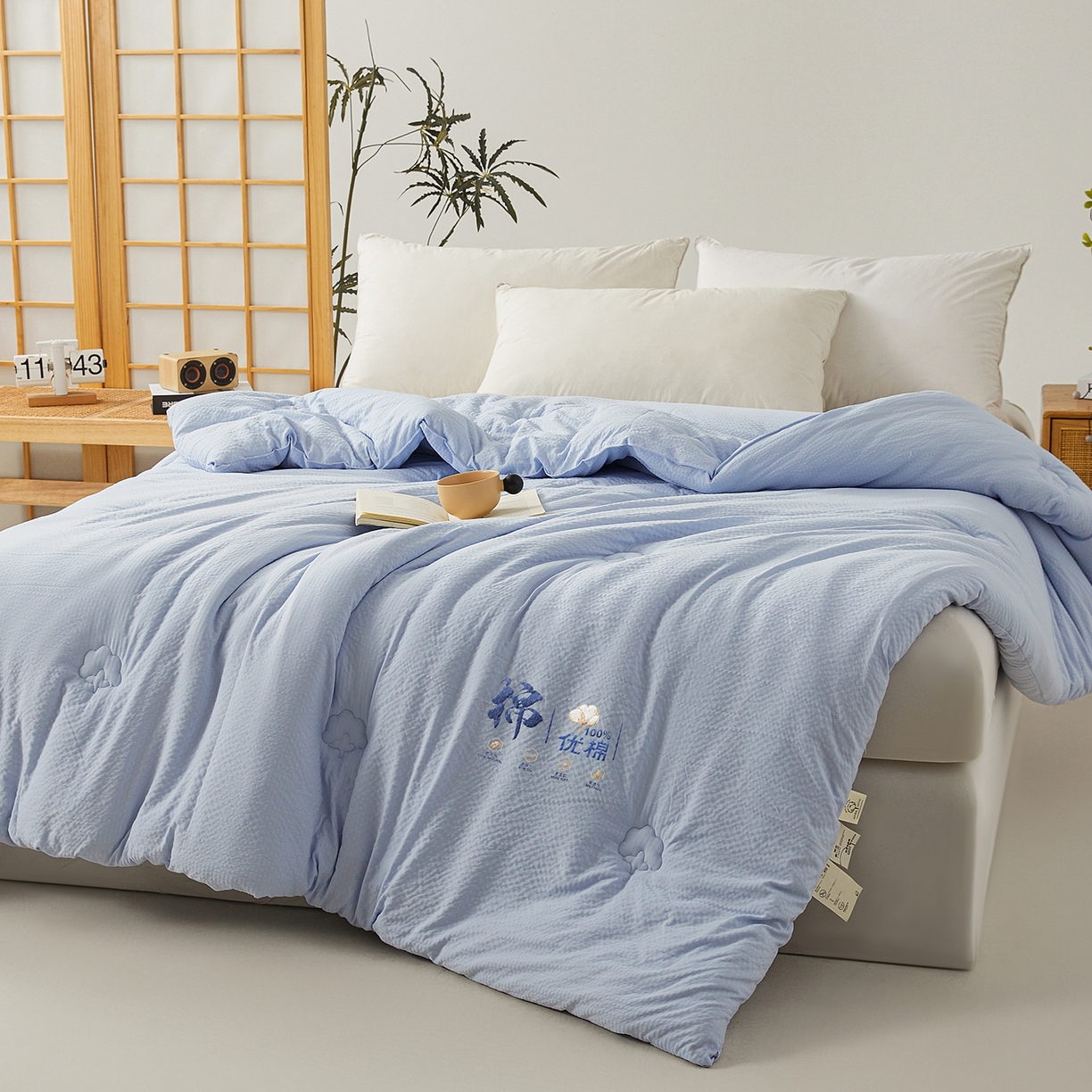 91家纺网 家纺一手货源 找家纺 金喜 2025新款优棉提花棉花被新疆棉花被 优棉蓝