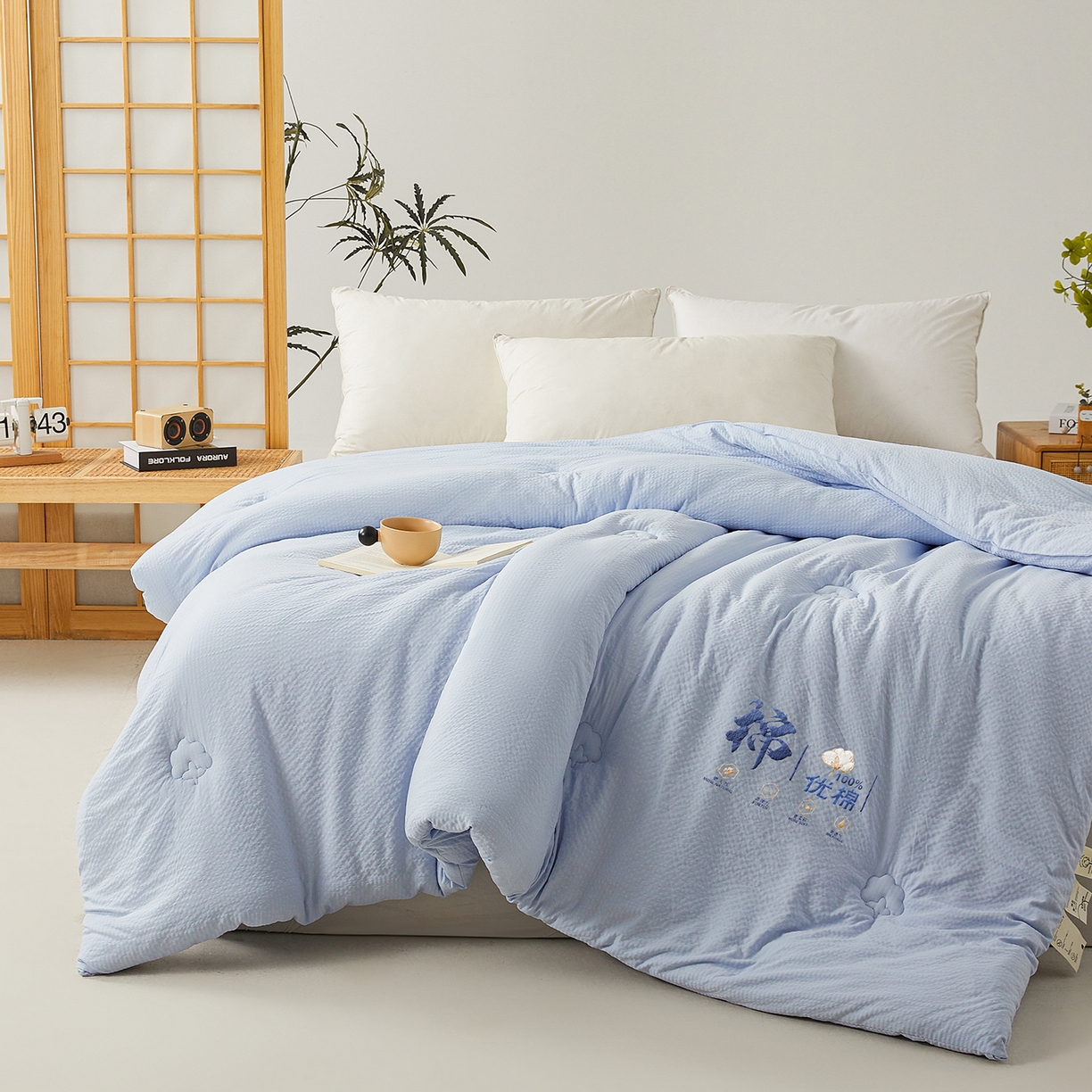 91家纺网 家纺一手货源 找家纺 金喜 2025新款优棉提花棉花被新疆棉花被 优棉蓝