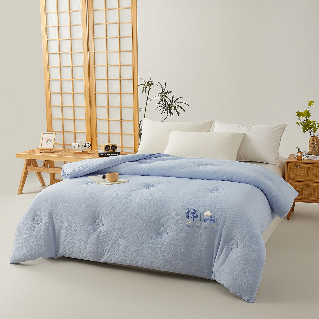 91家纺网 家纺一手货源 找家纺 金喜 2025新款优棉提花棉花被新疆棉花被 优棉蓝