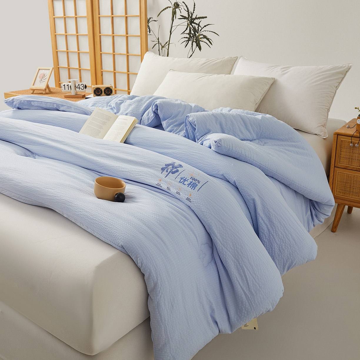 91家纺网 家纺一手货源 找家纺 金喜 2025新款优棉提花棉花被新疆棉花被 优棉蓝