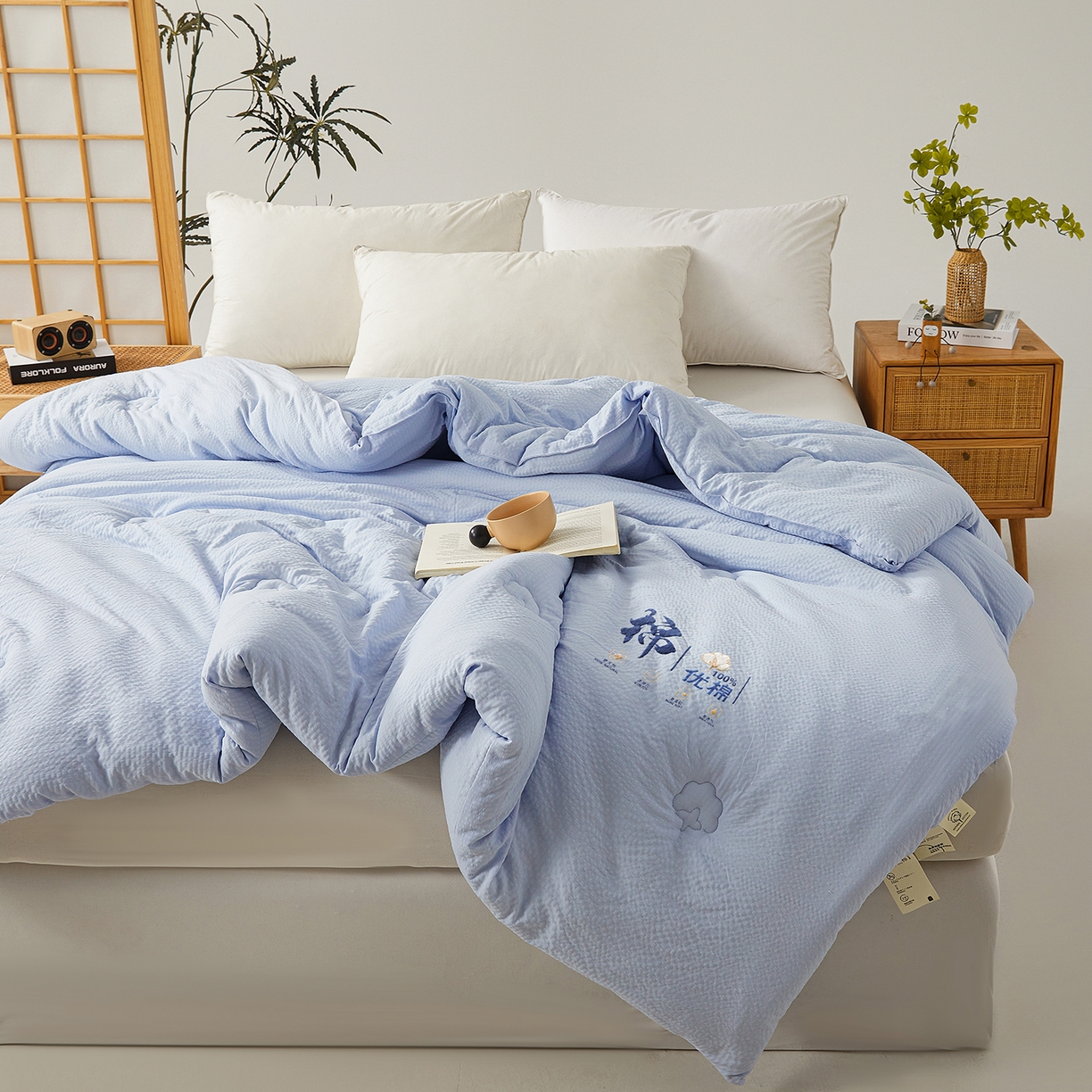 91家纺网 家纺一手货源 找家纺 金喜 2025新款优棉提花棉花被新疆棉花被 优棉蓝