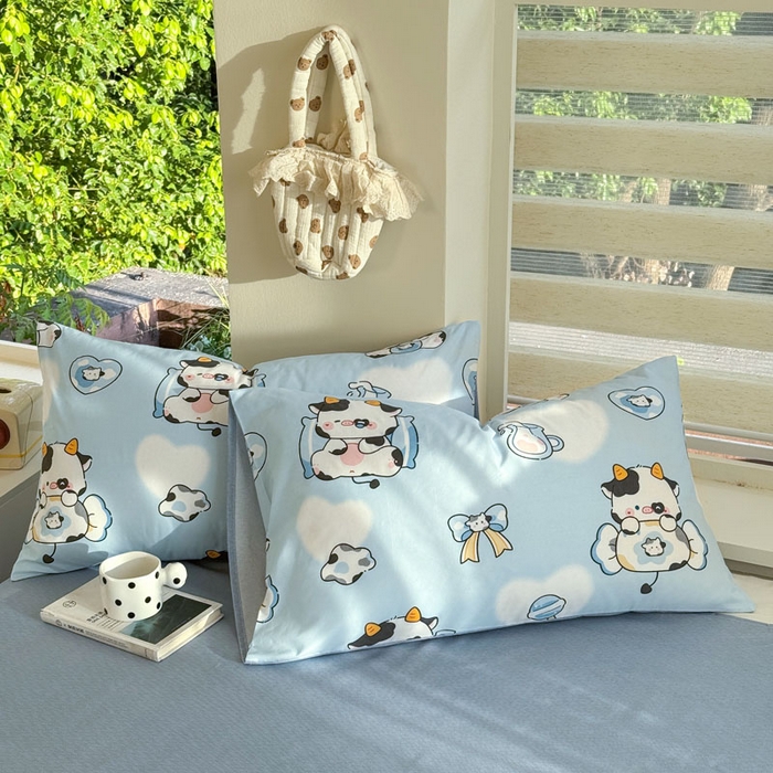 91家纺网 家纺一手货源 找家纺 可可家纺 2025新款印花卡通芦荟棉被套亲肤被罩单件小清新 小奶牛