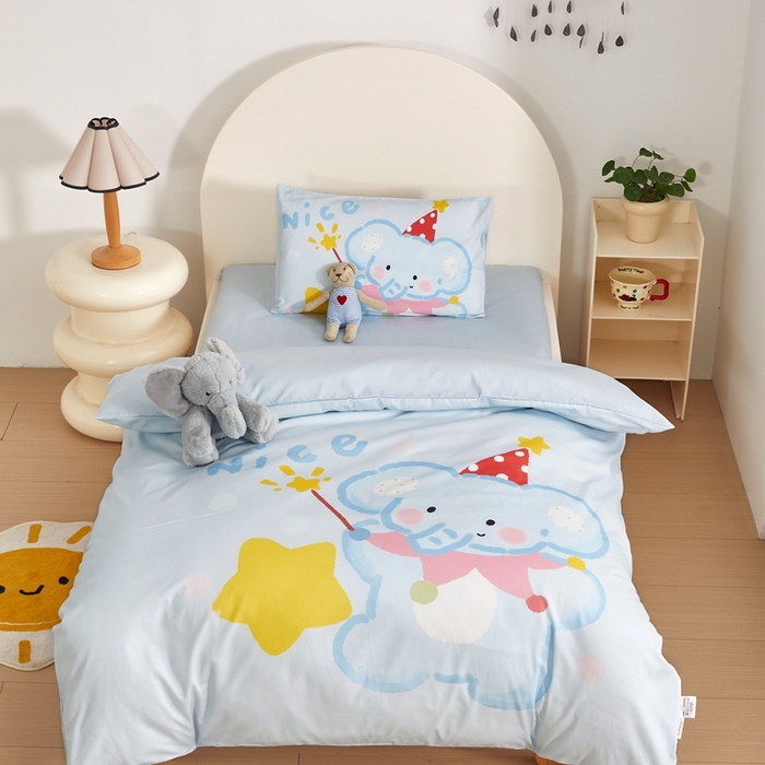 荷马之梦 2025新款A类全棉40s数码印花手绘风大版卡通儿童幼儿园套件-童画系列 童画-萌萌小象