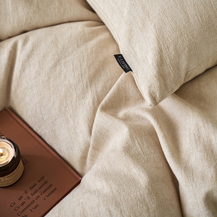 91家纺网 家纺一手货源 找家纺 （总）宜代光年 2025新款亚麻大提花贡缎磨毛四件套-侘寂风(控价268/288）