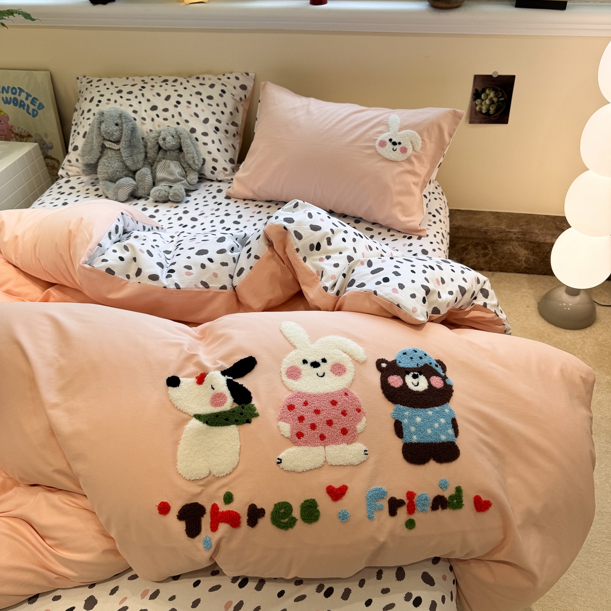 怡家居 2025新款全棉纯棉印花加绣花四件套第二批 好朋友