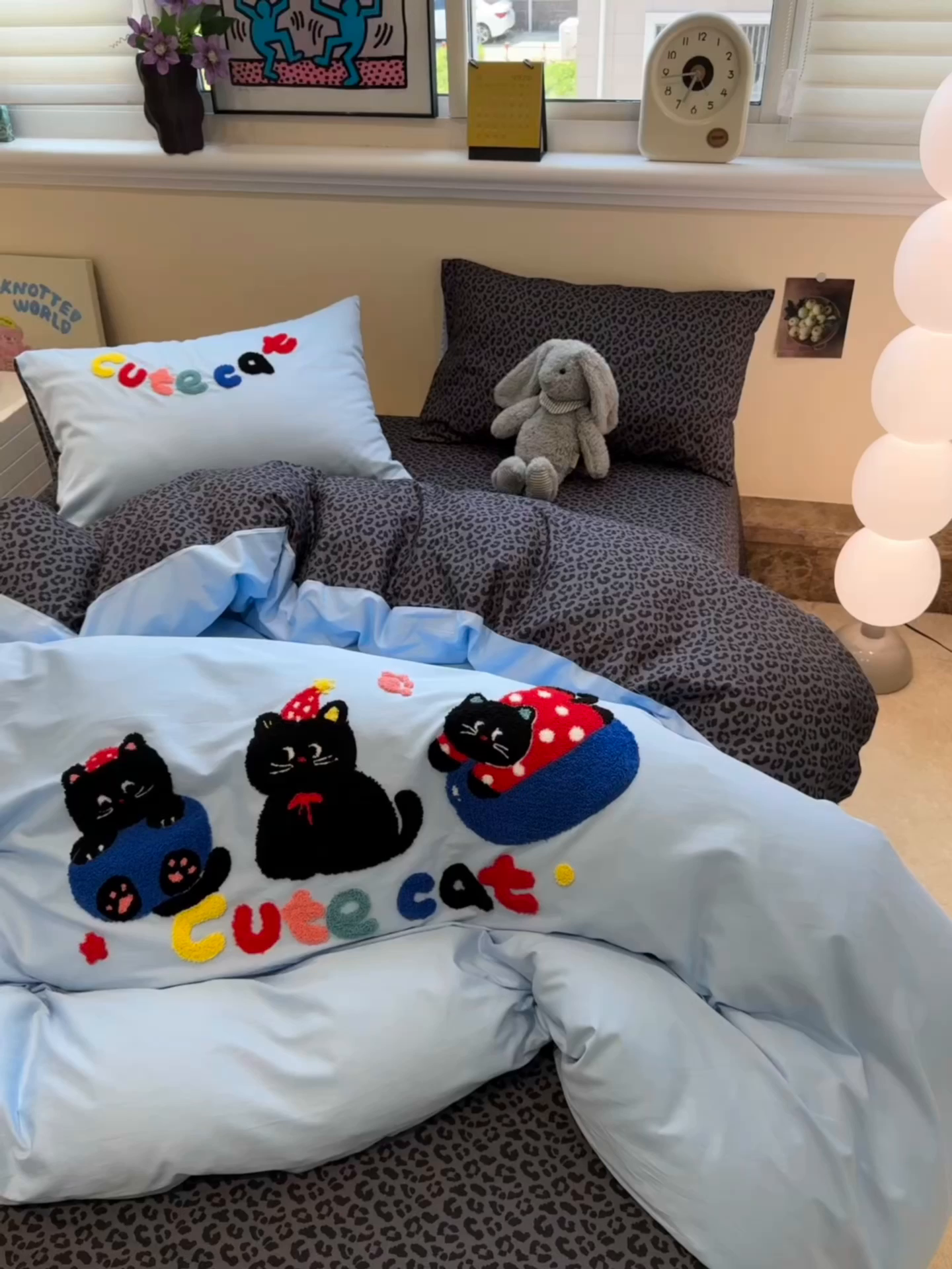 91家纺网 家纺一手货源 找家纺 怡家居 2025新款全棉纯棉印花加绣花四件套第二批 可爱猫咪