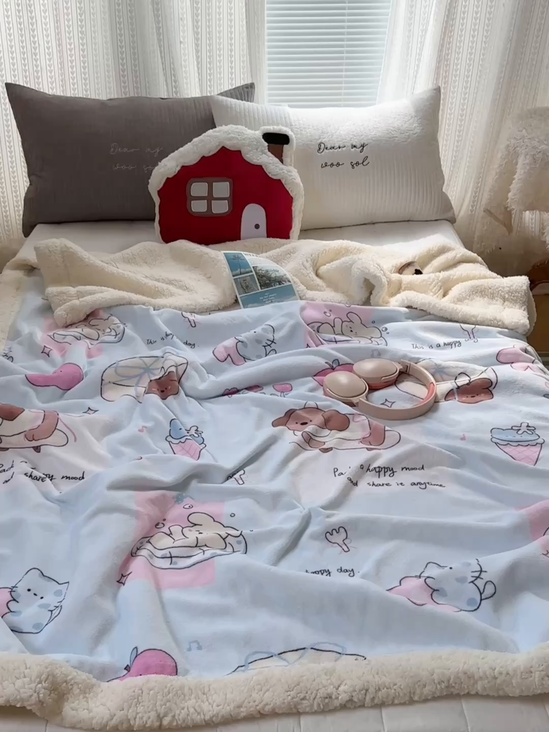 91家纺网 家纺一手货源 找家纺 （总）六巷胡同 2025新款INS卡通A类牛奶绒羊羔绒毛毯毯子