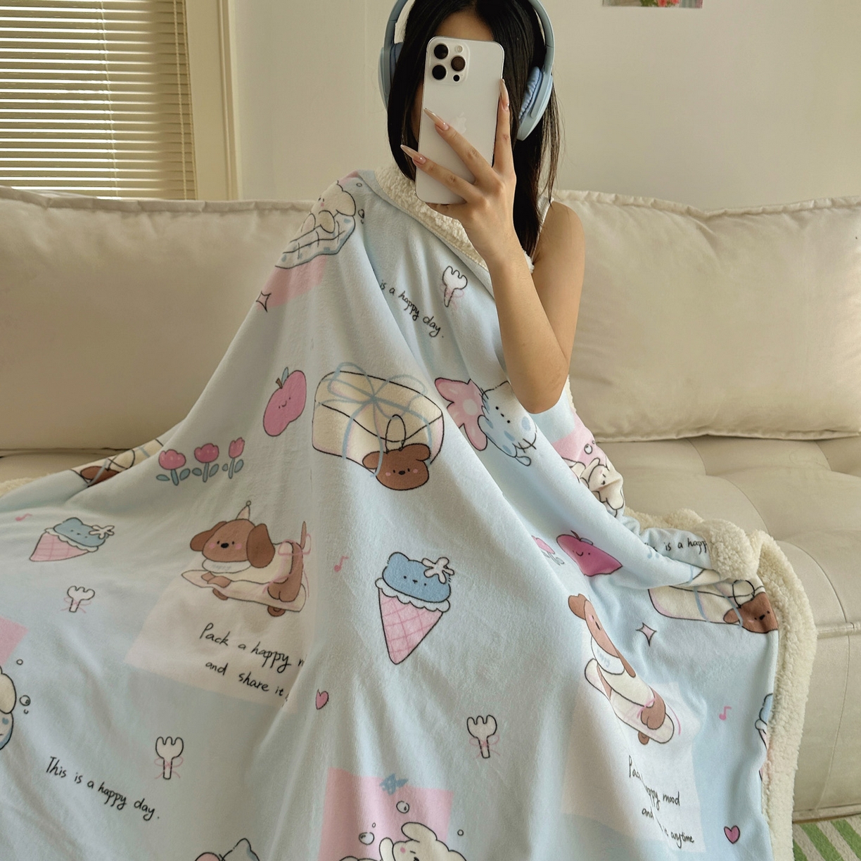 91家纺网 家纺一手货源 找家纺 （总）六巷胡同 2025新款INS卡通A类牛奶绒羊羔绒毛毯毯子