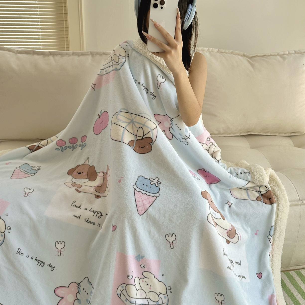 91家纺网 家纺一手货源 找家纺 （总）六巷胡同 2025新款INS卡通A类牛奶绒羊羔绒毛毯毯子