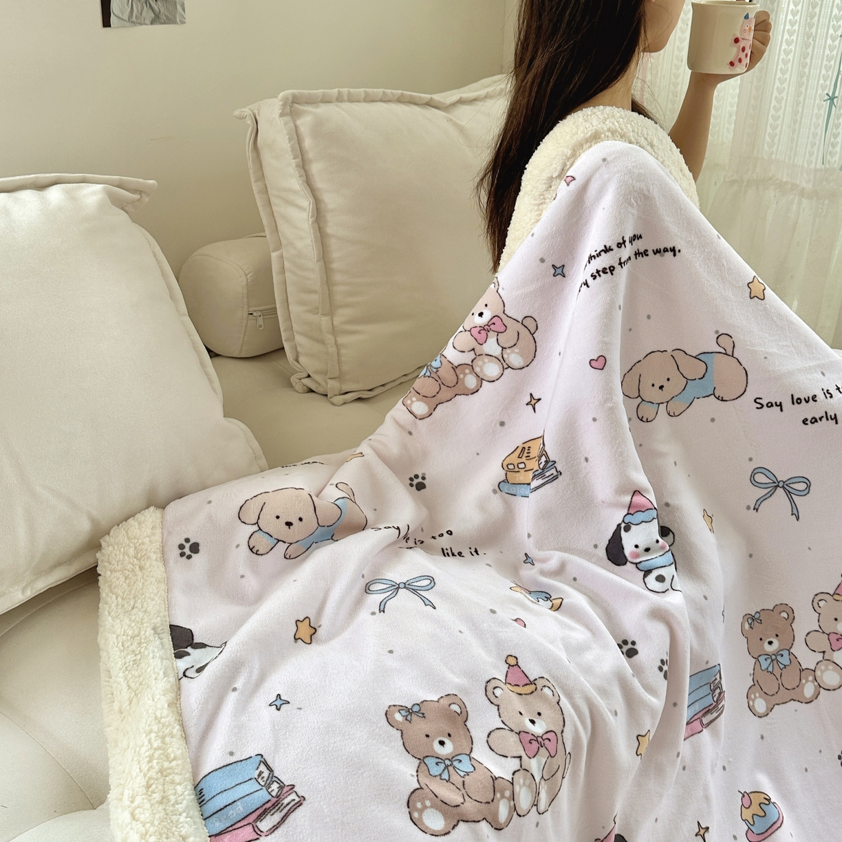 91家纺网 家纺一手货源 找家纺 （总）六巷胡同 2025新款INS卡通A类牛奶绒羊羔绒毛毯毯子