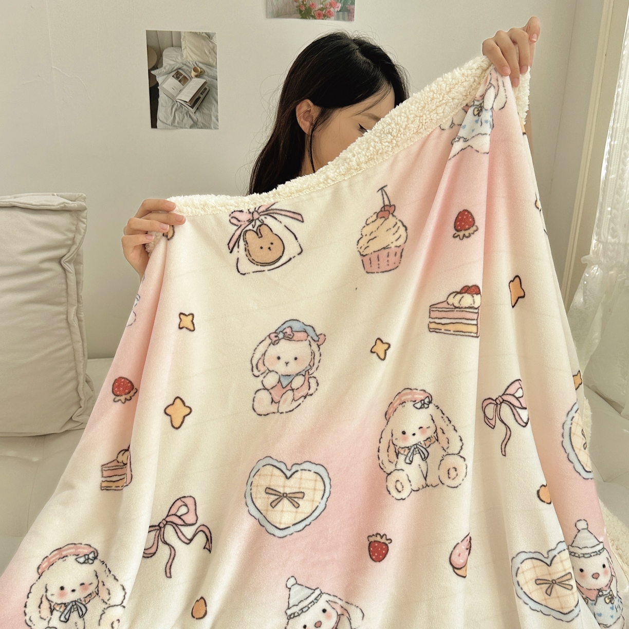 91家纺网 家纺一手货源 找家纺 （总）六巷胡同 2025新款INS卡通A类牛奶绒羊羔绒毛毯毯子