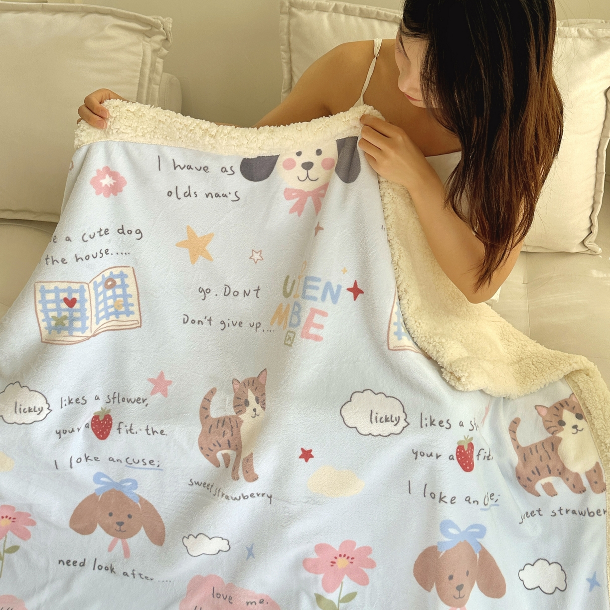 91家纺网 家纺一手货源 找家纺 （总）六巷胡同 2025新款INS卡通A类牛奶绒羊羔绒毛毯毯子