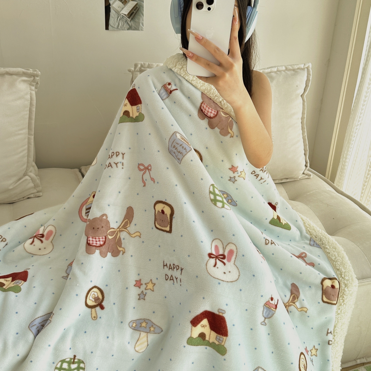 91家纺网 家纺一手货源 找家纺 （总）六巷胡同 2025新款INS卡通A类牛奶绒羊羔绒毛毯毯子