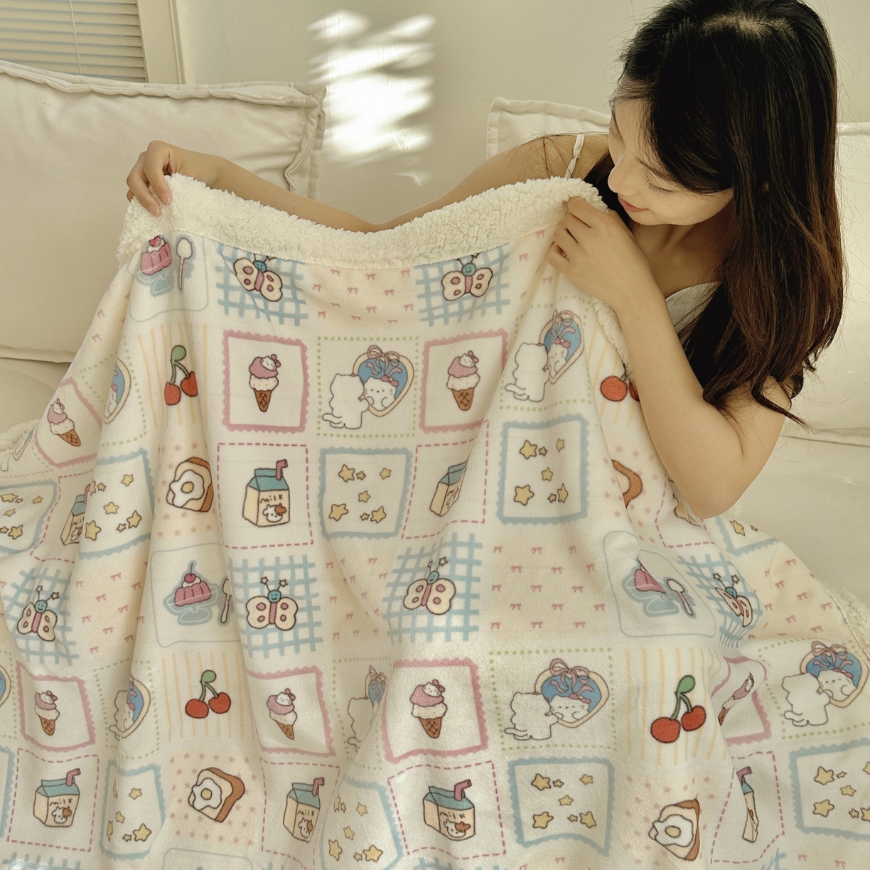 91家纺网 家纺一手货源 找家纺 （总）六巷胡同 2025新款INS卡通A类牛奶绒羊羔绒毛毯毯子