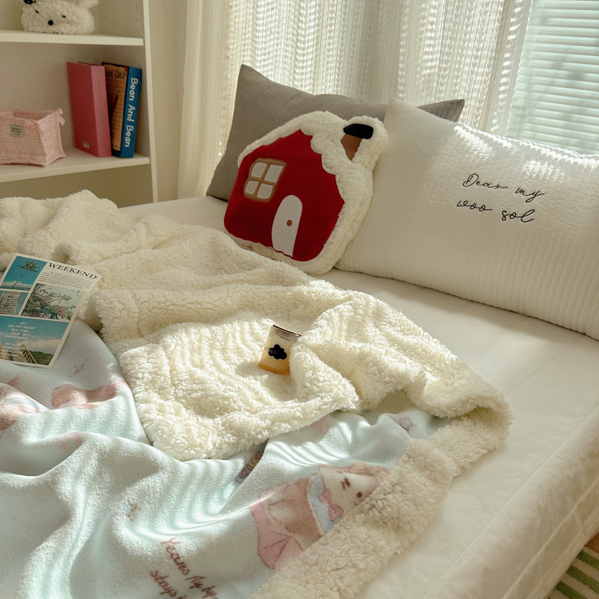 91家纺网 家纺一手货源 找家纺 六巷胡同 2025新款INS卡通A类牛奶绒羊羔绒毛毯毯子 蛋糕奶油犬