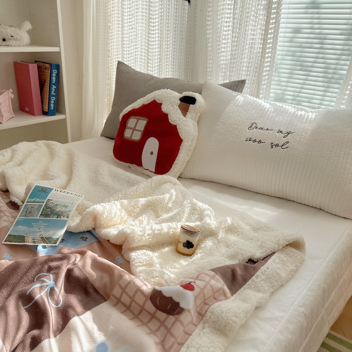 91家纺网 家纺一手货源 找家纺 六巷胡同 2025新款INS卡通A类牛奶绒羊羔绒毛毯毯子 格子美拉兔