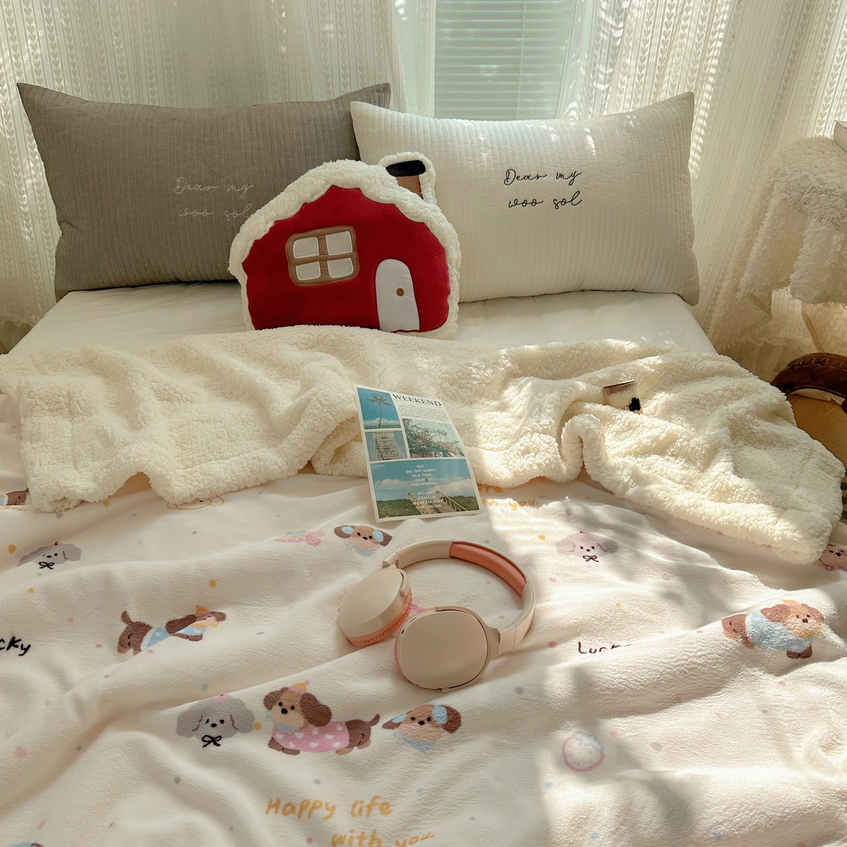 91家纺网 家纺一手货源 找家纺 六巷胡同 2025新款INS卡通A类牛奶绒羊羔绒毛毯毯子 腊肠狗联盟