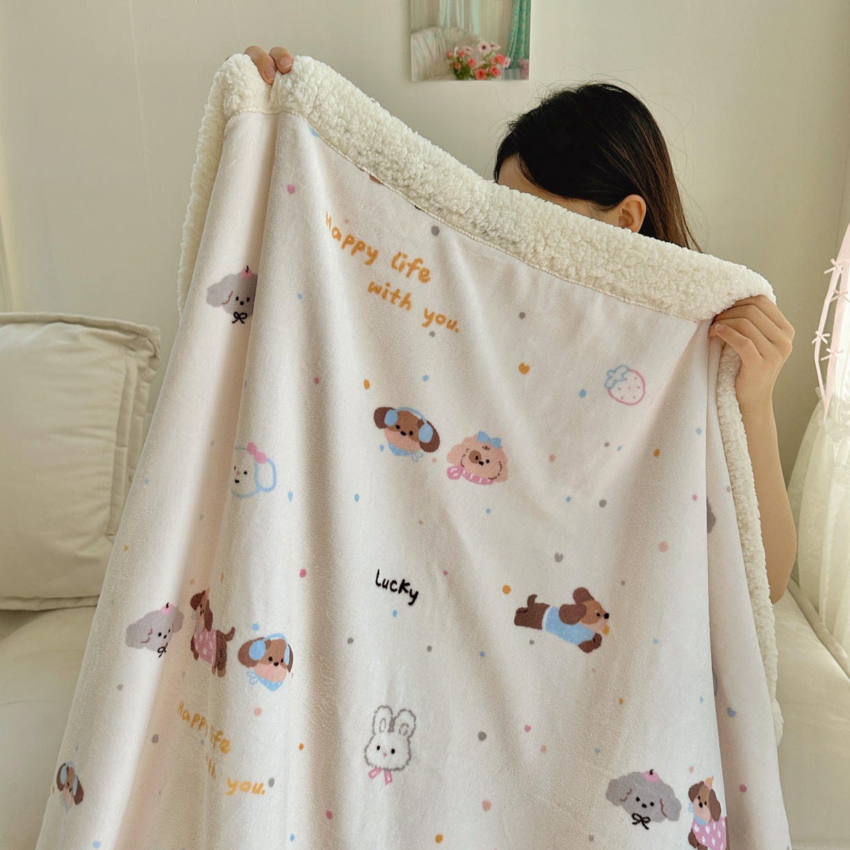 91家纺网 家纺一手货源 找家纺 六巷胡同 2025新款INS卡通A类牛奶绒羊羔绒毛毯毯子 腊肠狗联盟