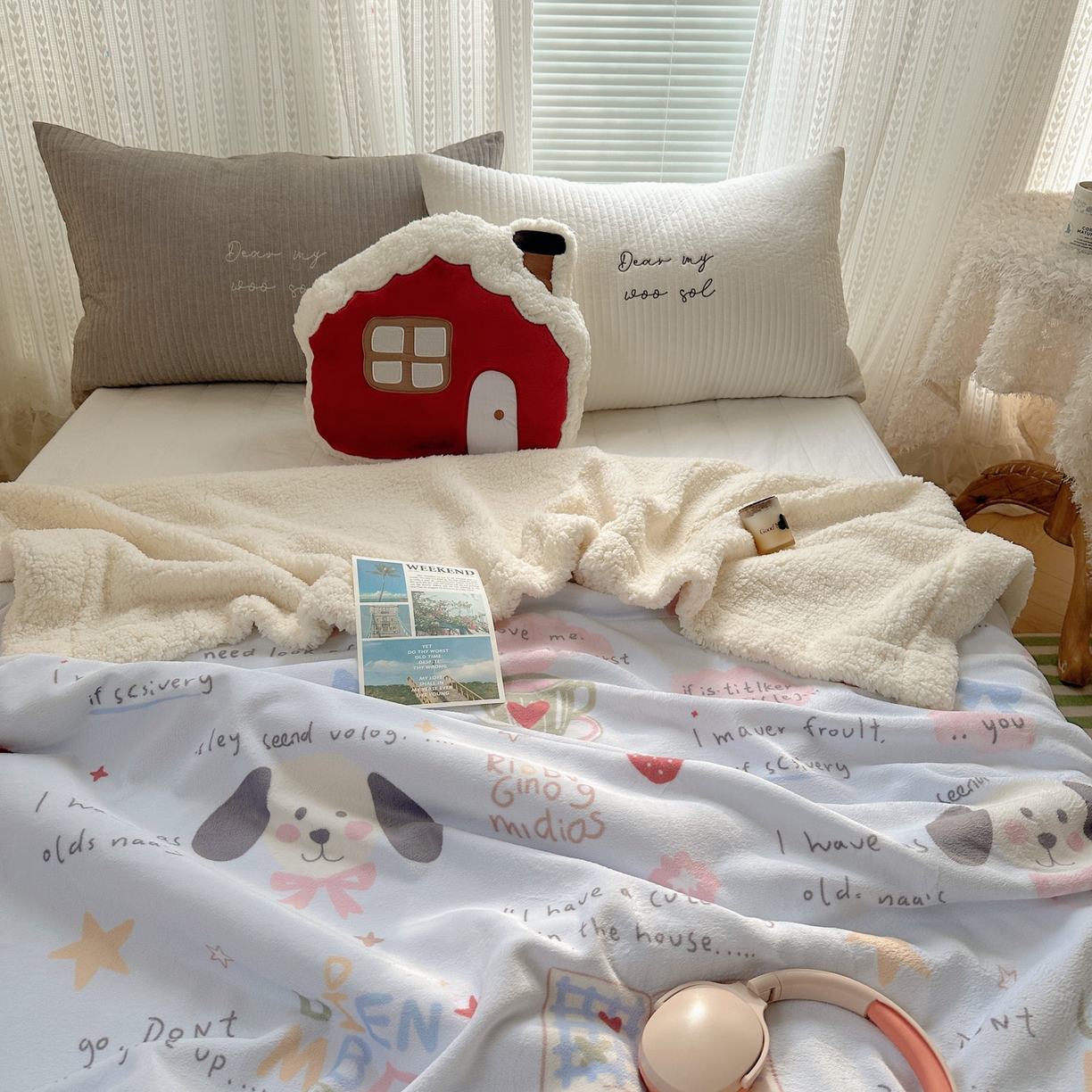 91家纺网 家纺一手货源 找家纺 六巷胡同 2025新款INS卡通A类牛奶绒羊羔绒毛毯毯子 猫狗小课堂