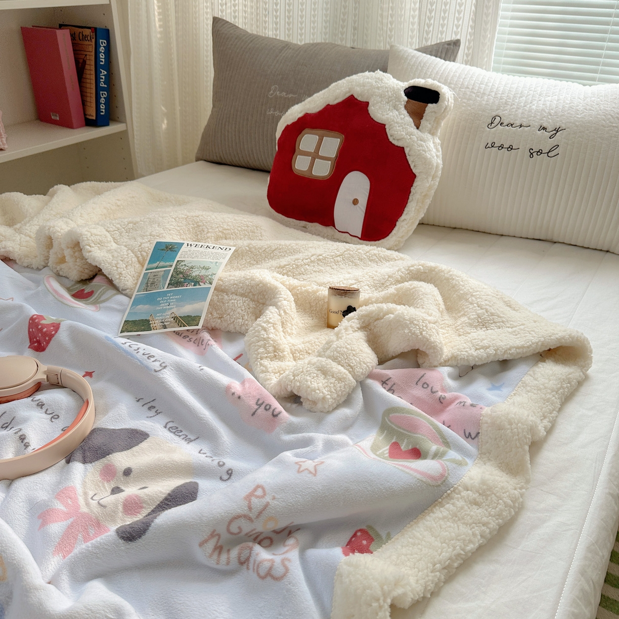 91家纺网 家纺一手货源 找家纺 六巷胡同 2025新款INS卡通A类牛奶绒羊羔绒毛毯毯子 猫狗小课堂