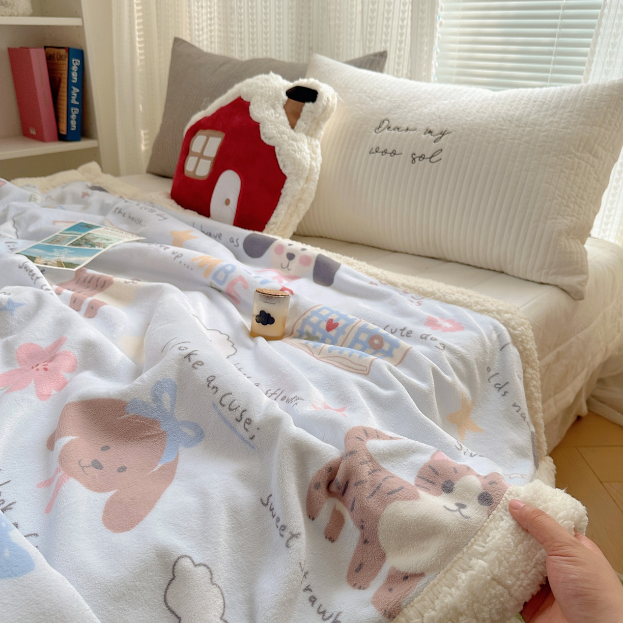 91家纺网 家纺一手货源 找家纺 六巷胡同 2025新款INS卡通A类牛奶绒羊羔绒毛毯毯子 猫狗小课堂