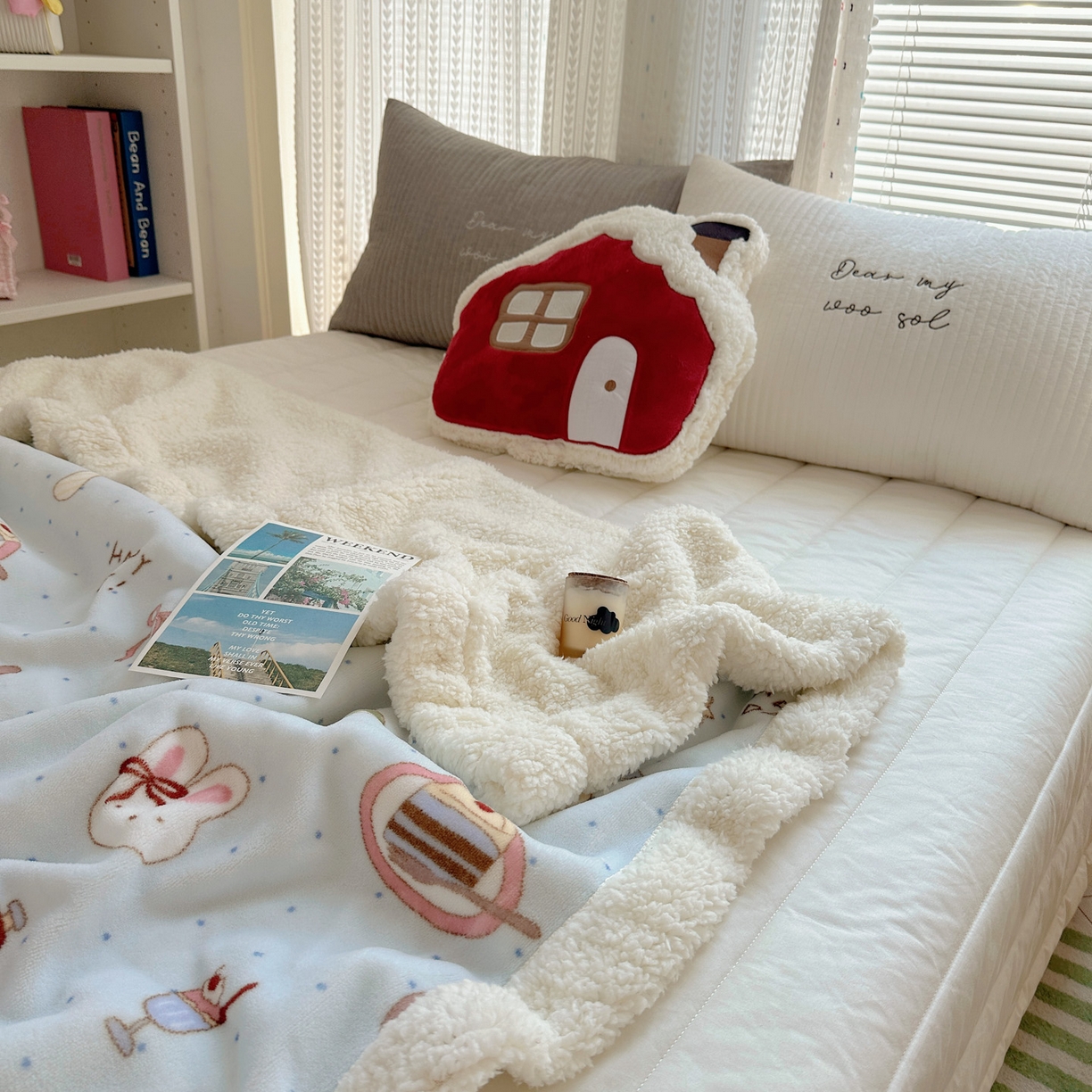 91家纺网 家纺一手货源 找家纺 六巷胡同 2025新款INS卡通A类牛奶绒羊羔绒毛毯毯子 萌趣宠物趴