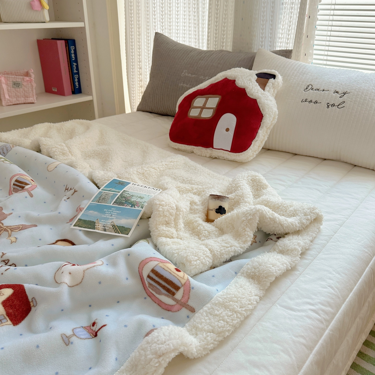 91家纺网 家纺一手货源 找家纺 六巷胡同 2025新款INS卡通A类牛奶绒羊羔绒毛毯毯子 萌趣宠物趴